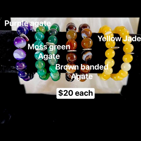 Natural Gemstone bead bracelet,Men and Women Stretchy Bracelet,Genuine Gemstones - Picture 2 of 14